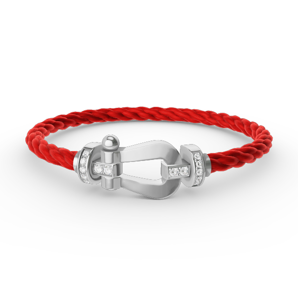 Lumi® FORCE Großes Hufeisen-Armband mit Halbdiamanten, Silber
