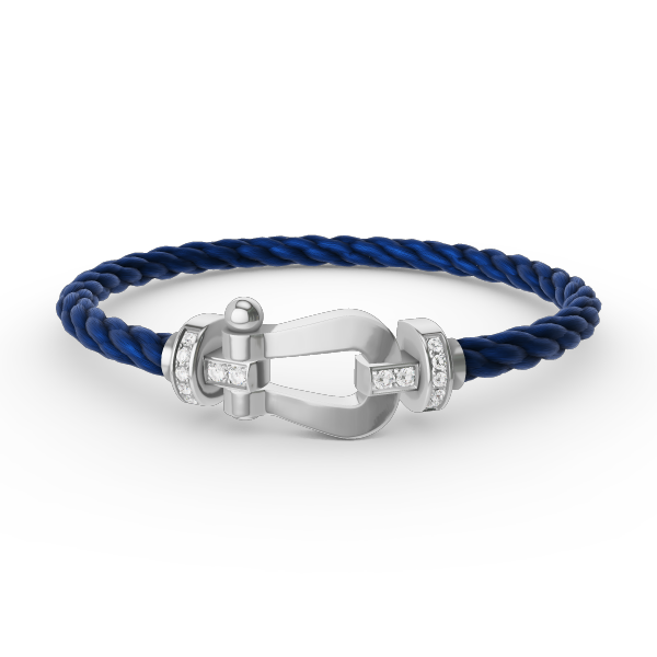 Lumi® FORCE Großes Hufeisen-Armband mit Halbdiamanten, Silber