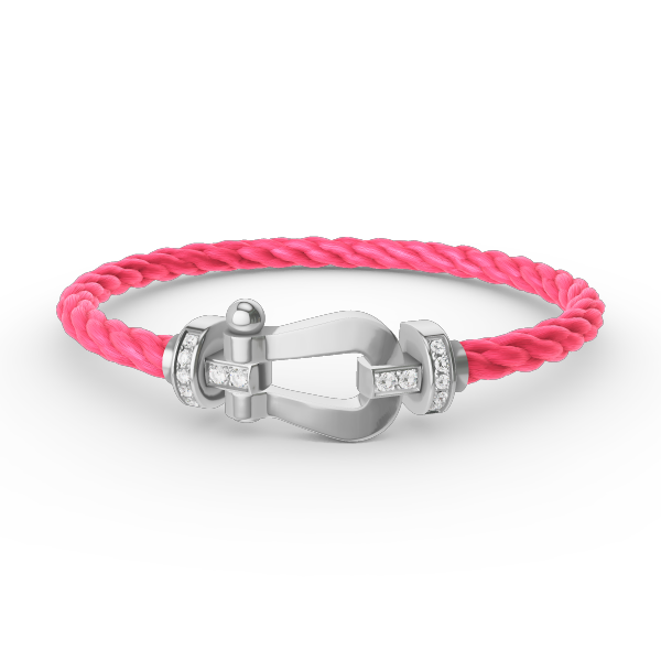 Lumi® FORCE Großes Hufeisen-Armband mit Halbdiamanten, Silber