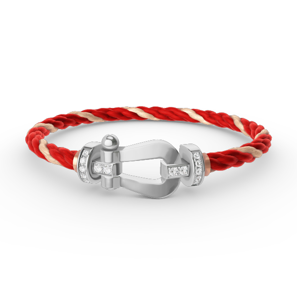 Lumi® FORCE Großes Hufeisen-Armband mit Halbdiamanten, Silber