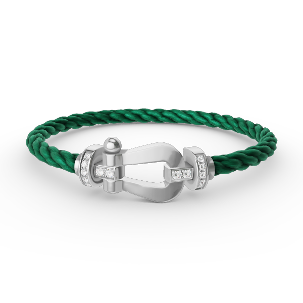 Lumi® FORCE Großes Hufeisen-Armband mit Halbdiamanten, Silber