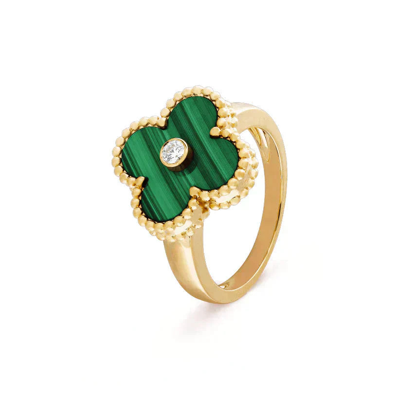 ¡®Lumi¡¯CLOVER MALACHITE RING GOLD DIAMOND